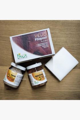 Pflegeset für geölte Holzmöbel mit Öl, Wachs & Tuch